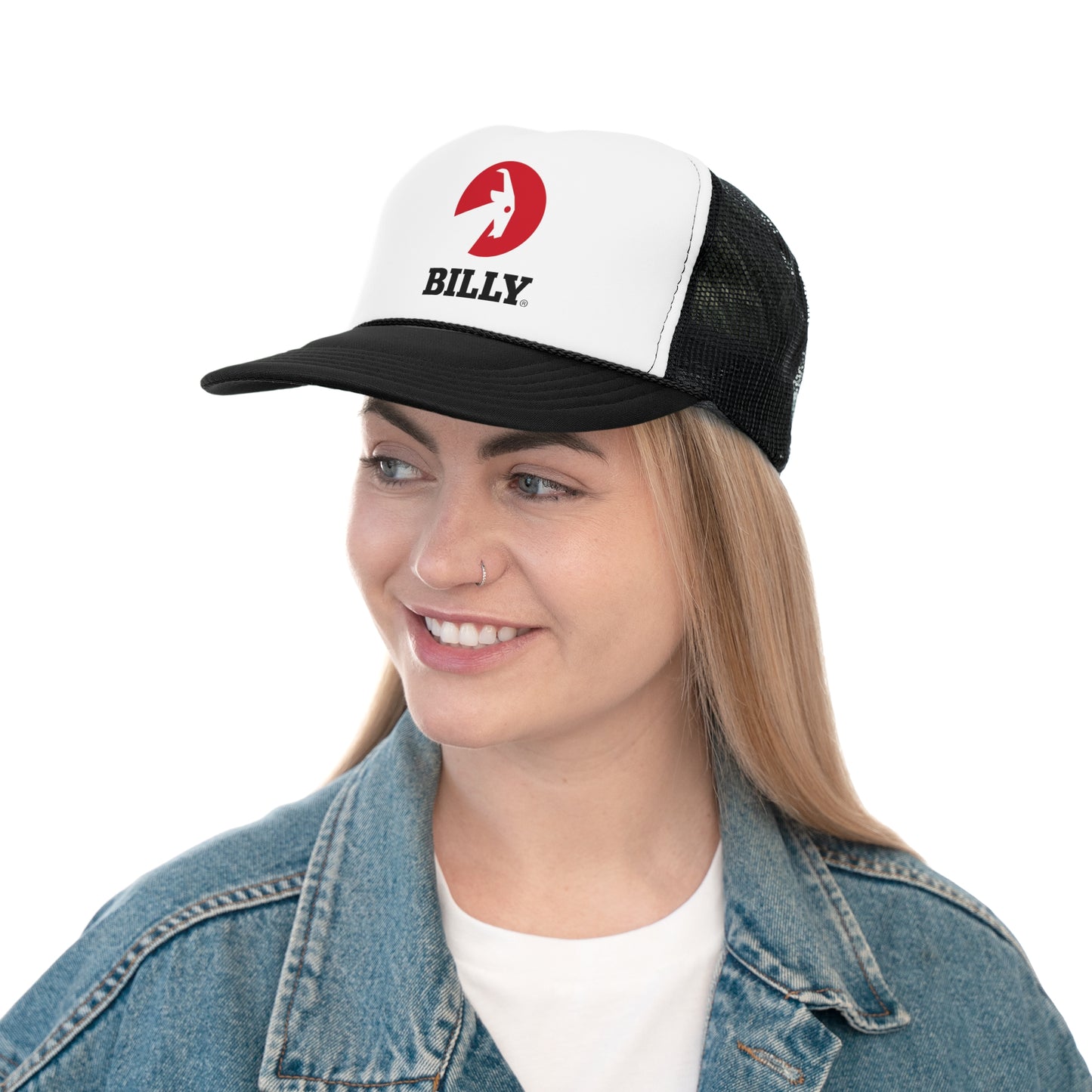 BILLY Foam Trucker Cap (Red/Black Vertical Logo - Print)