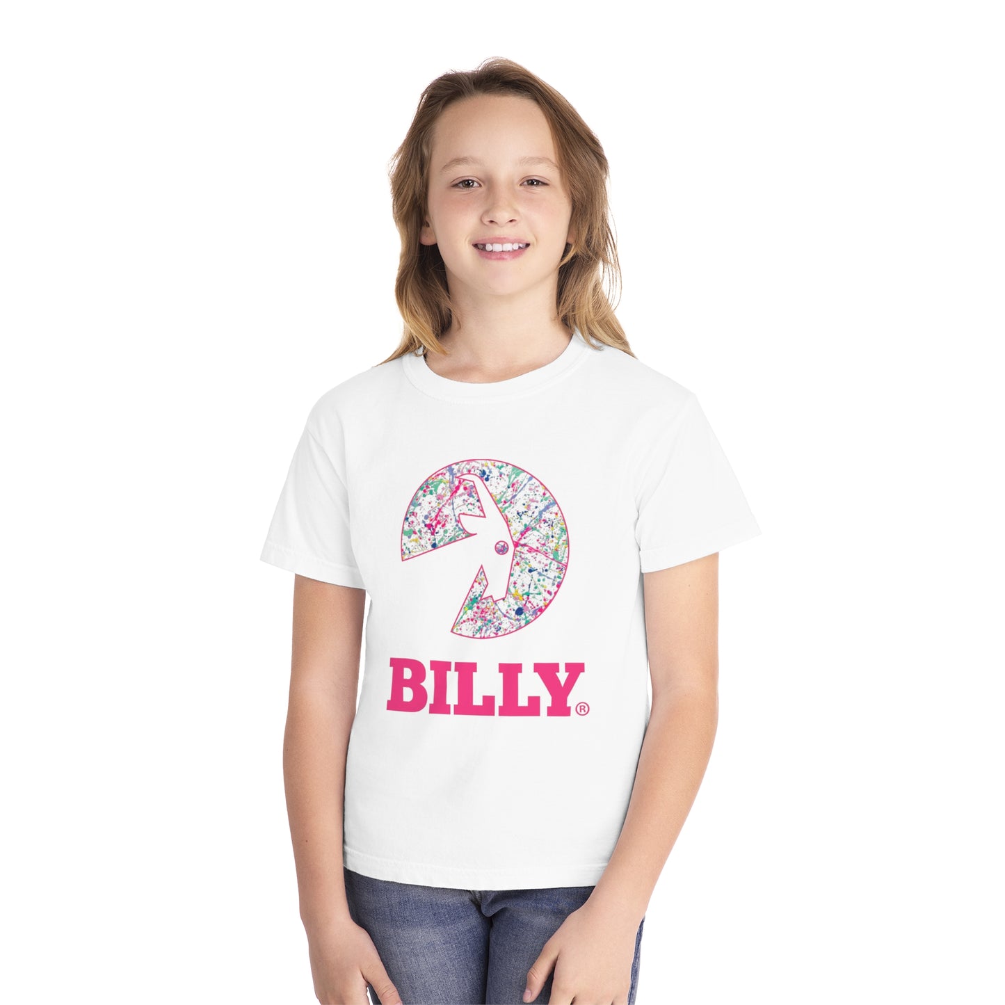 BILLY Youth Midweight Tee (Sasha Splatter - Pink Print)