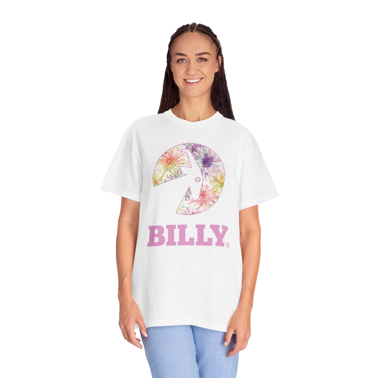 BILLY Unisex Garment-Dyed T-Shirt (Floral Logo) - AVAILABLE IN 4 COLORS