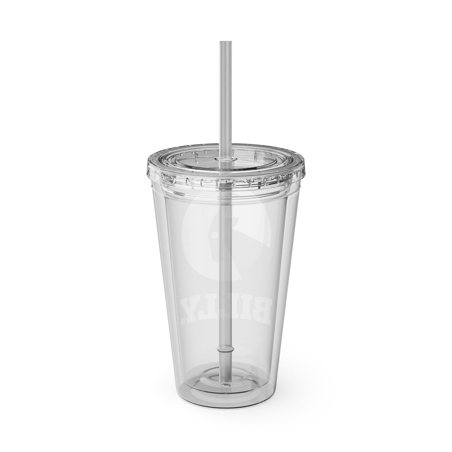 BILLY Sunsplash Tumbler with Straw, 16oz (Red/Black Vertical Logo)