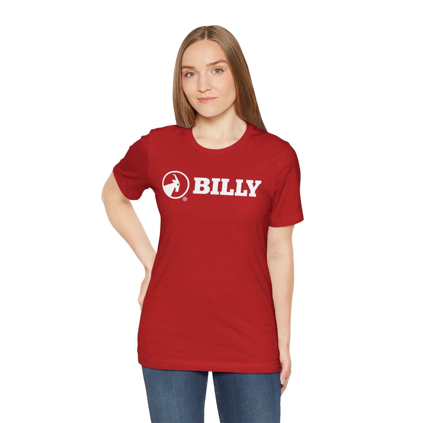 BILLY Adult Unisex Jersey Short Sleeve Tee (White Horizontal Logo)