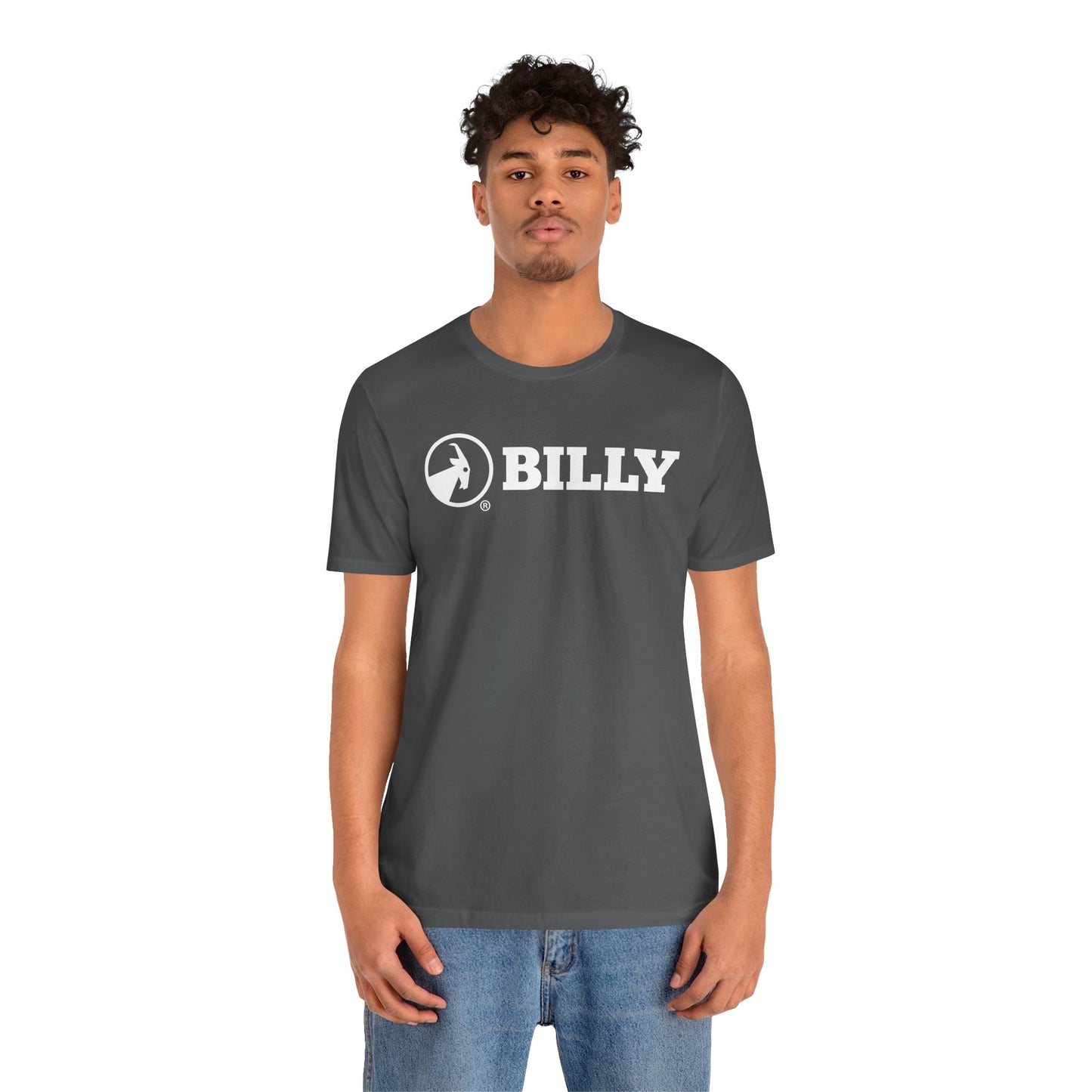 BILLY Adult Unisex Jersey Short Sleeve Tee (White Horizontal Logo)