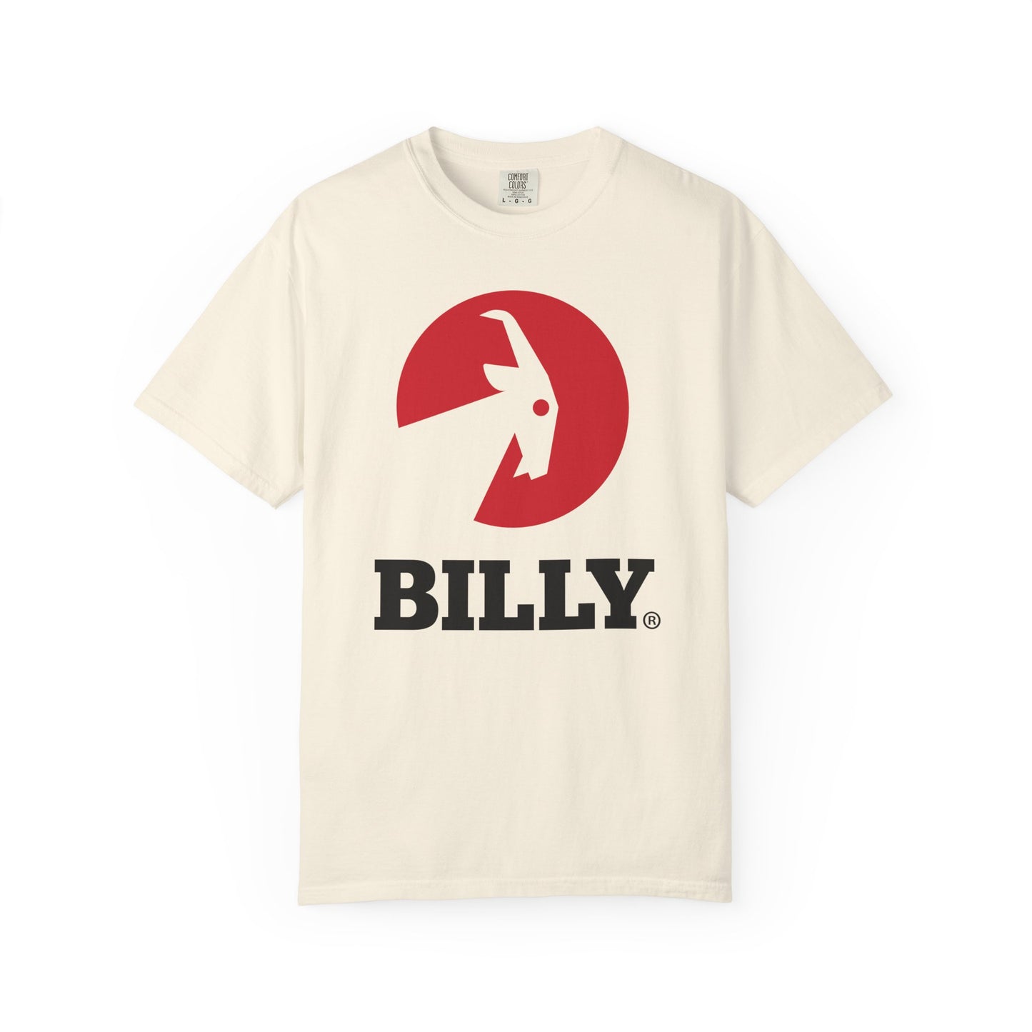 BILLY Unisex Garment-Dyed T-Shirt (Black/Red Vertical Logo)