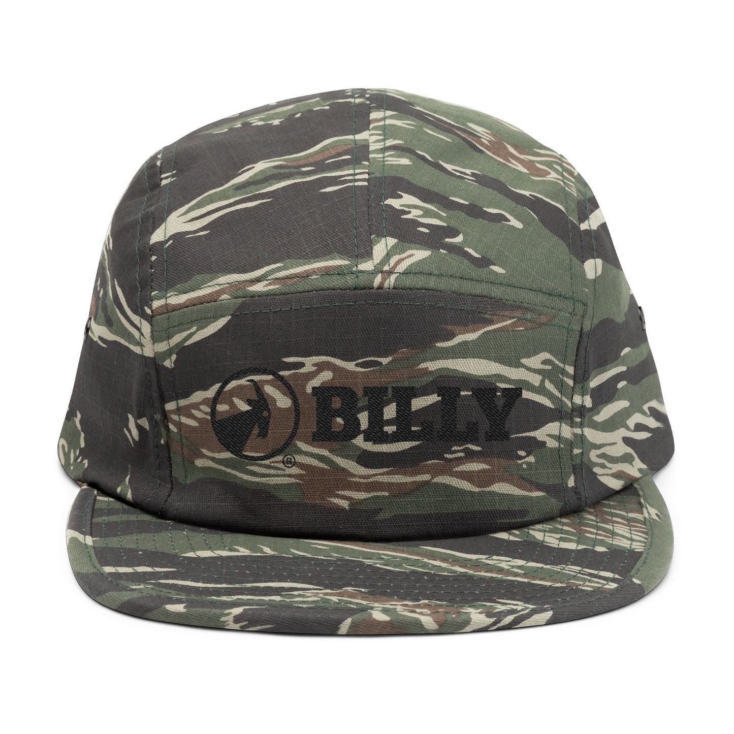 BILLY 5 Panel Cap (Black Horizontal Logo - Embroidery) — AVAILABLE IN 6 COLORS