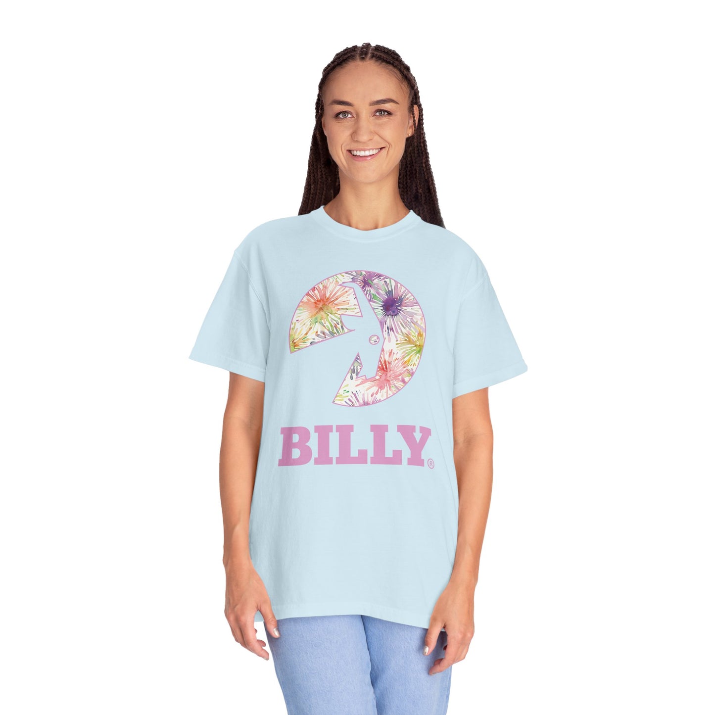 BILLY Unisex Garment-Dyed T-Shirt (Floral Logo) - AVAILABLE IN 4 COLORS