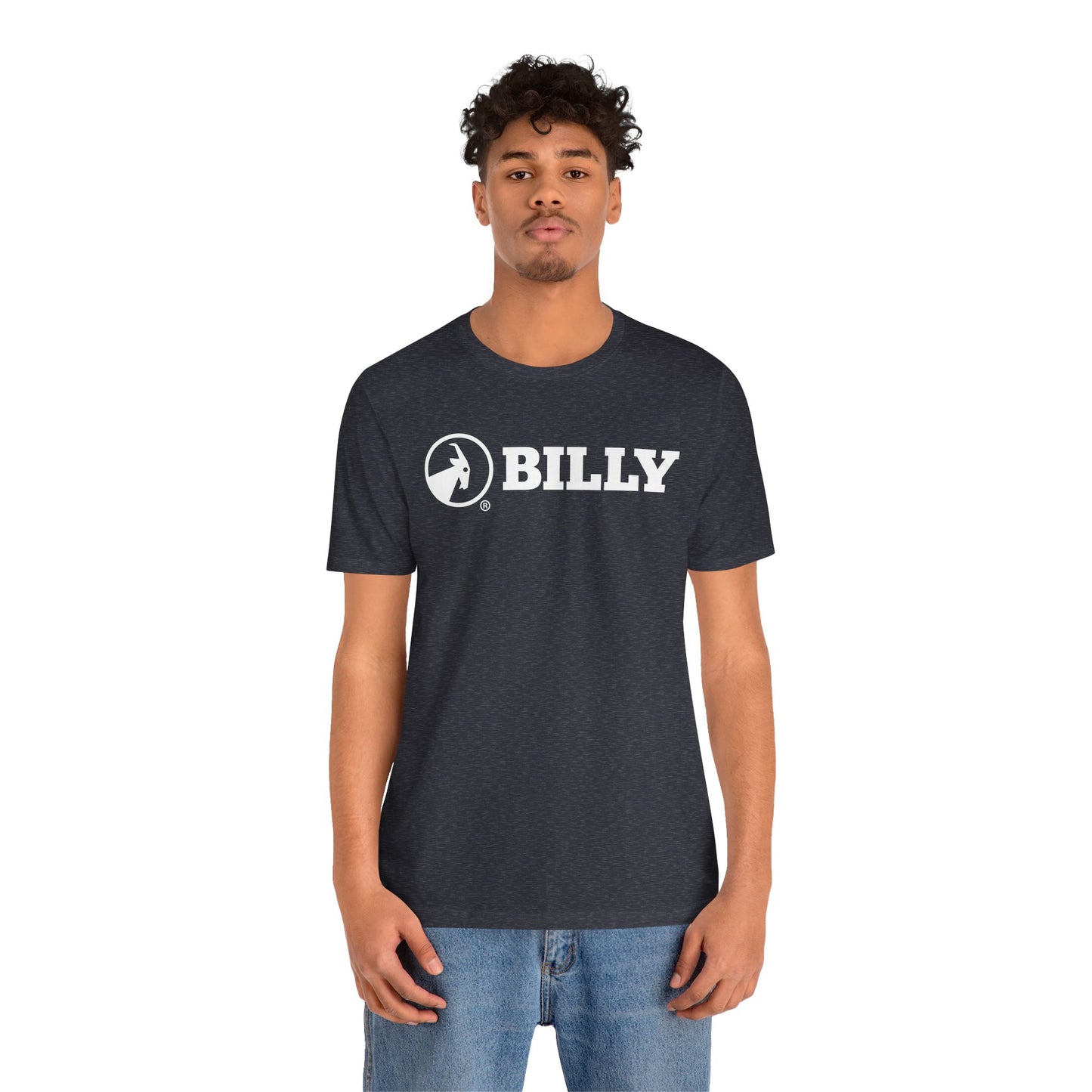 BILLY Adult Unisex Jersey Short Sleeve Tee (White Horizontal Logo)