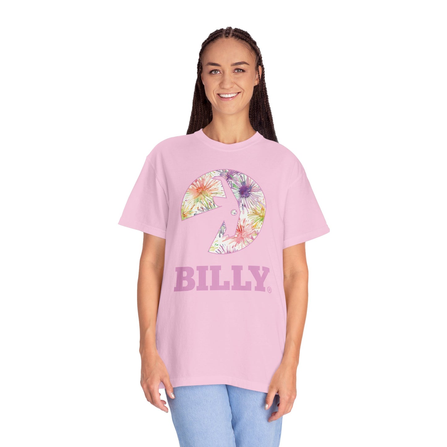 BILLY Unisex Garment-Dyed T-Shirt (Floral Logo) - AVAILABLE IN 4 COLORS