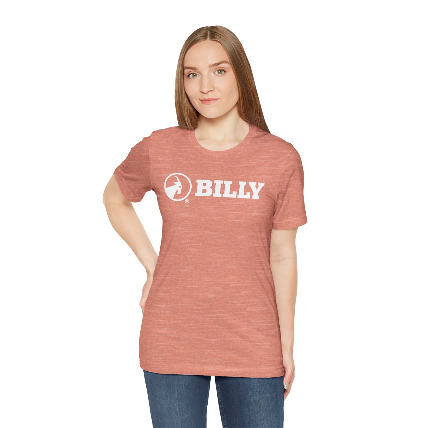 BILLY Adult Unisex Jersey Short Sleeve Tee (White Horizontal Logo)
