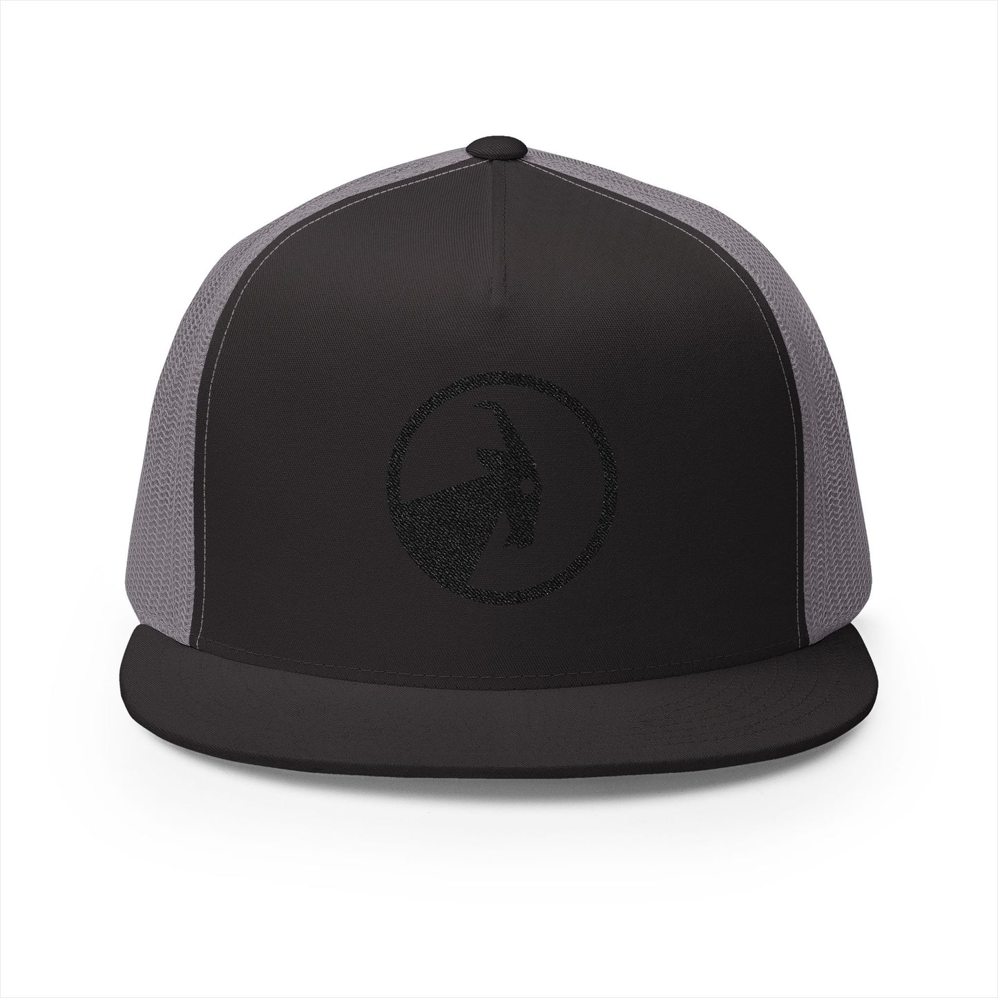 BILLY 5 Panel Flat Bill Trucker Cap (Black Goat - Embroidery) — AVAILABLE IN 10 COLORS