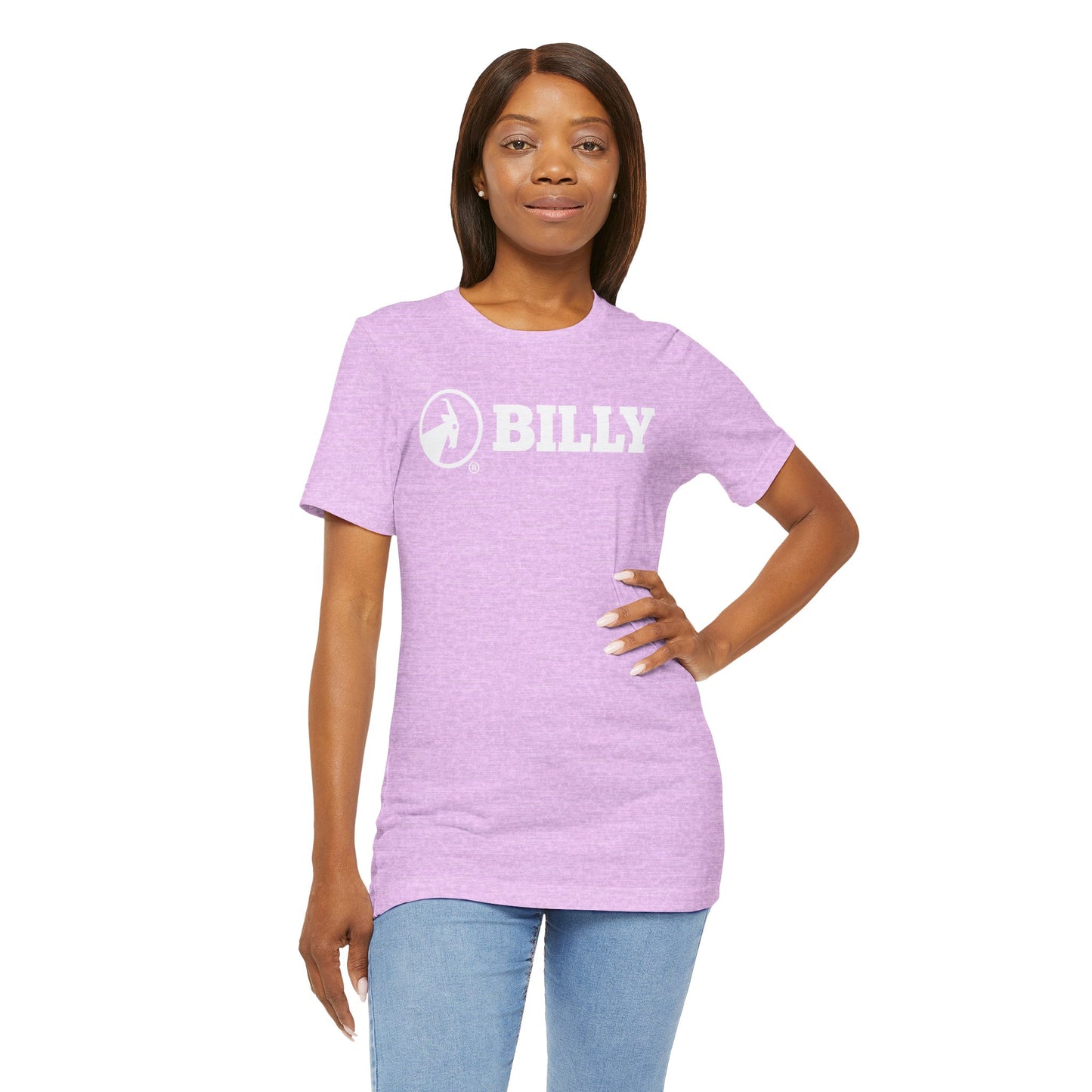 BILLY Adult Unisex Jersey Short Sleeve Tee (White Horizontal Logo)
