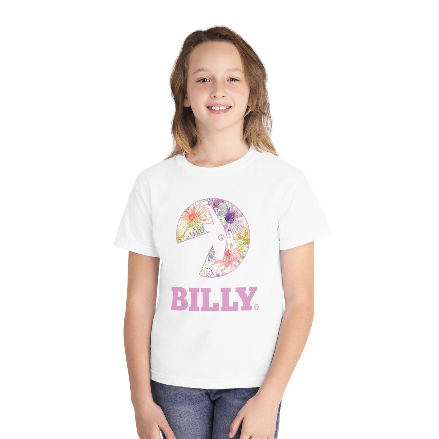 BILLY Youth Midweight Tee (Floral Logo) - AVAILABLE IN 4 COLORS