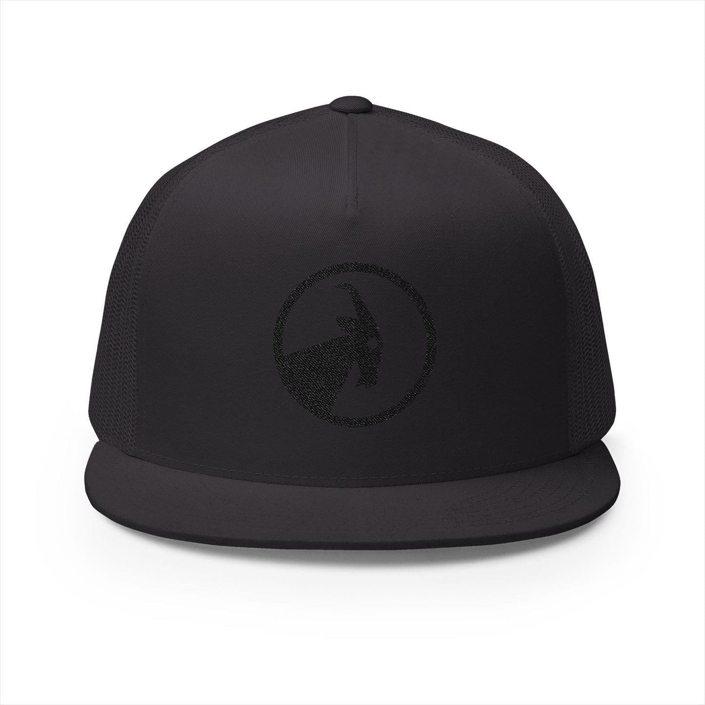 BILLY 5 Panel Flat Bill Trucker Cap (Black Goat - Embroidery) — AVAILABLE IN 10 COLORS