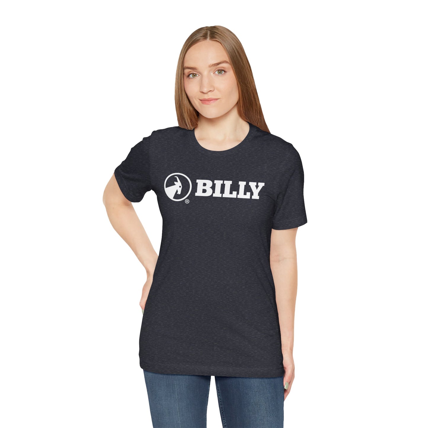 BILLY Adult Unisex Jersey Short Sleeve Tee (White Horizontal Logo)