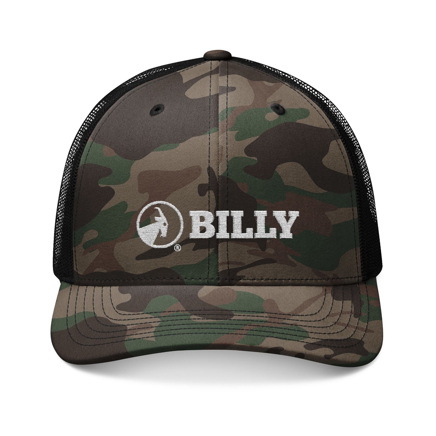 BILLY Camouflage Trucker Hat (White Horizontal Logo - Embroidery)