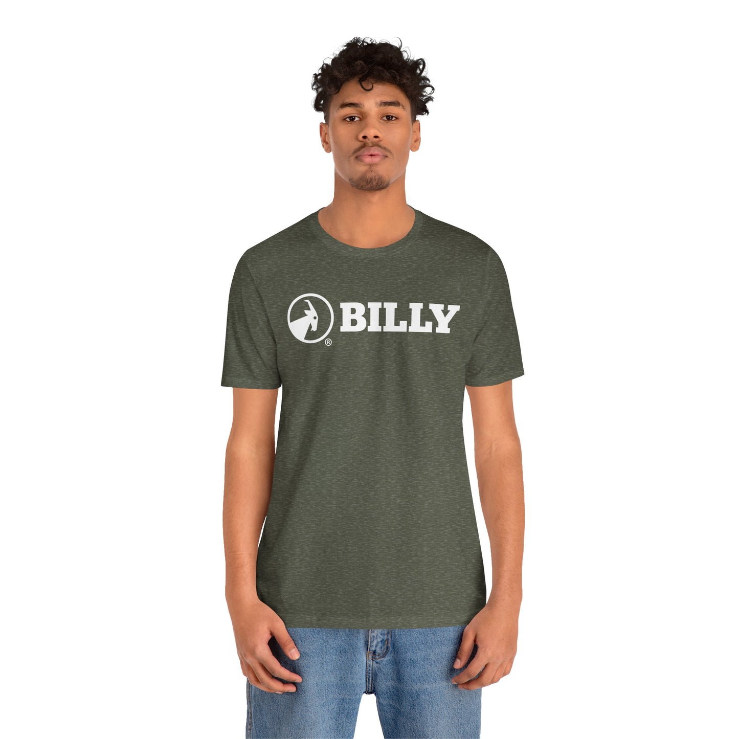 BILLY Adult Unisex Jersey Short Sleeve Tee (White Horizontal Logo)