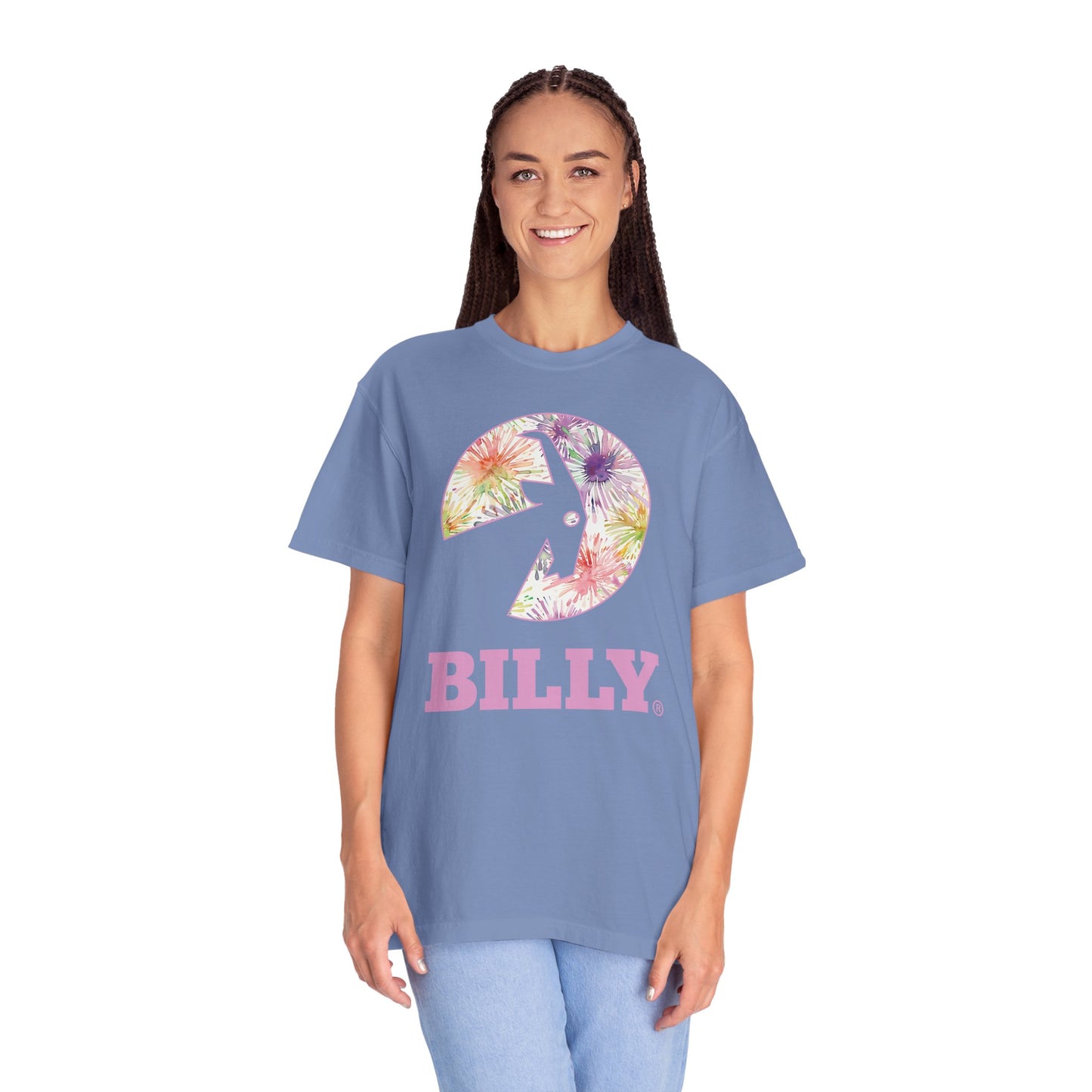 BILLY Unisex Garment-Dyed T-Shirt (Floral Logo) - AVAILABLE IN 4 COLORS