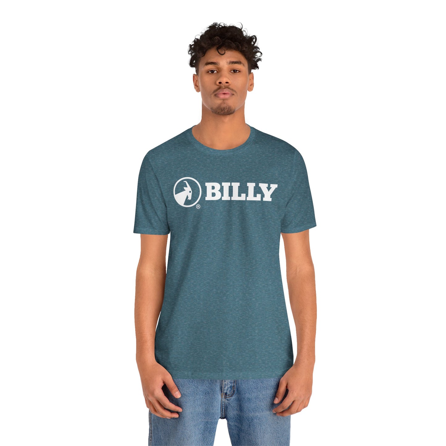 BILLY Adult Unisex Jersey Short Sleeve Tee (White Horizontal Logo)