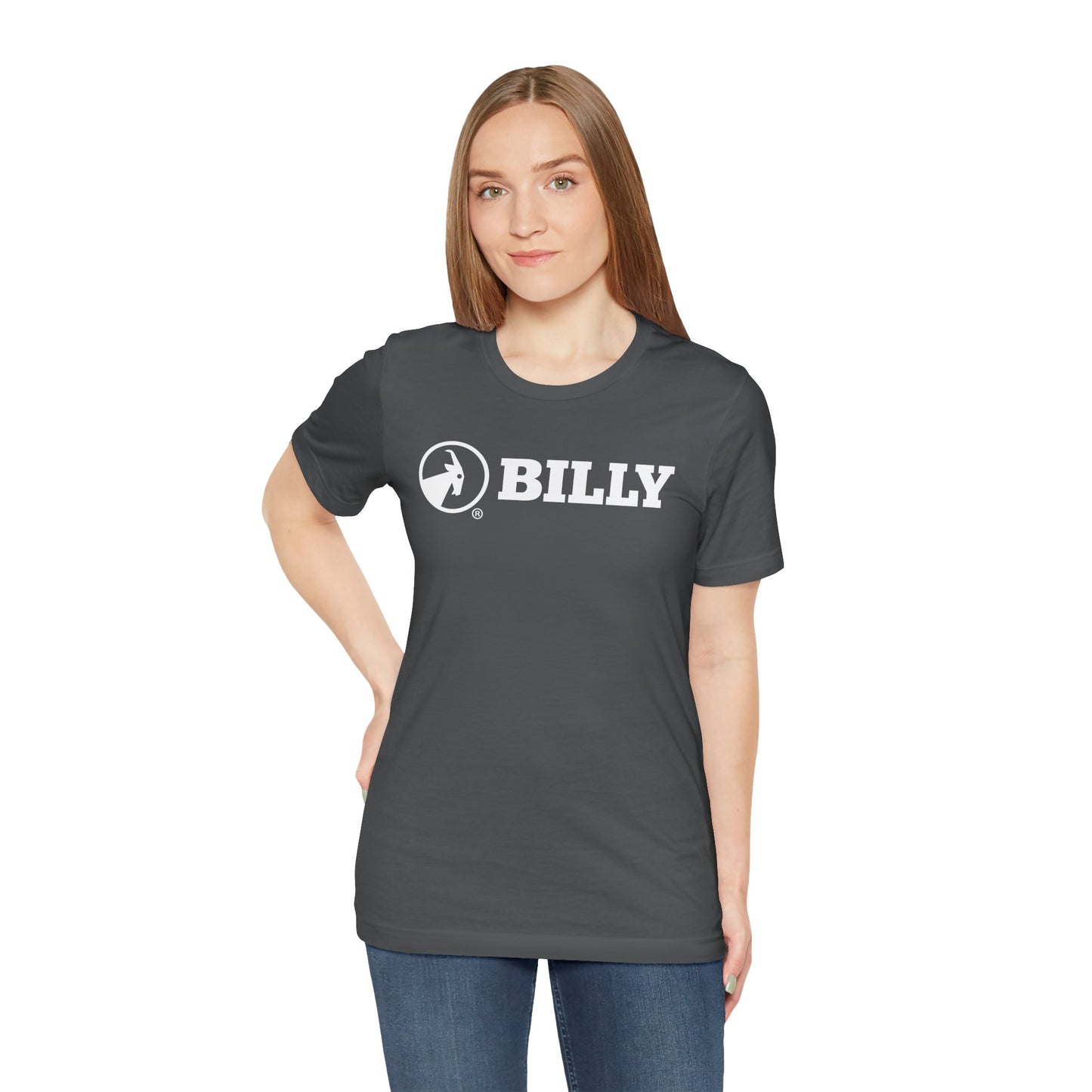 BILLY Adult Unisex Jersey Short Sleeve Tee (White Horizontal Logo)