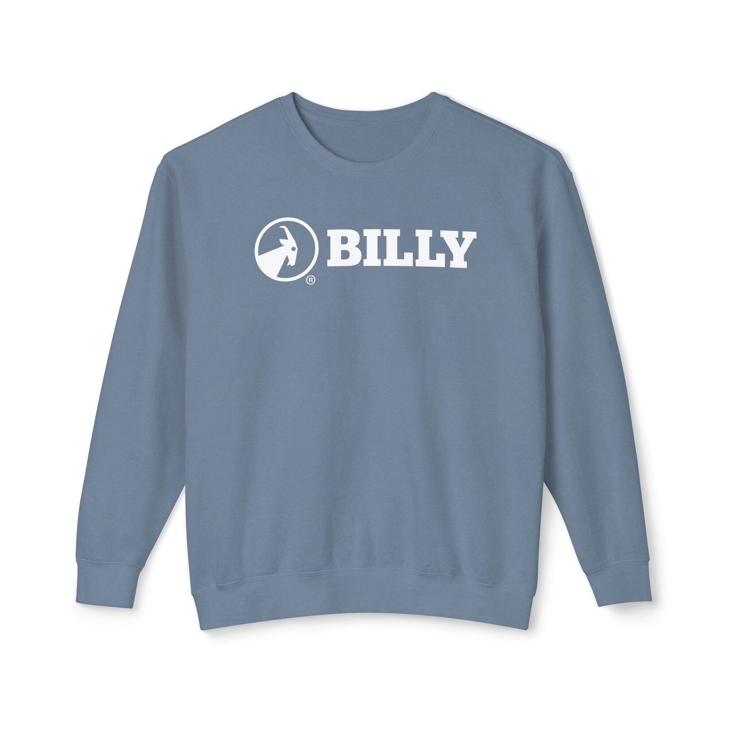 BILLY Unisex Lightweight Crewneck Sweatshirt (White Horizontal Logo) — AVAILABLE IN 5 COLORS