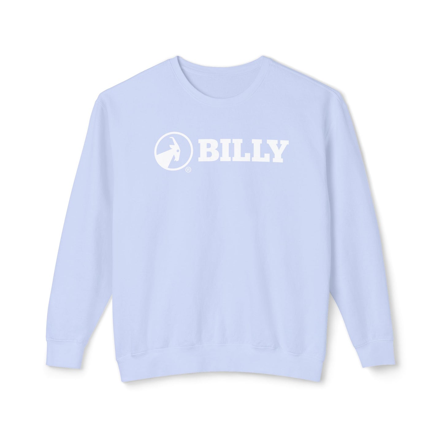 BILLY Unisex Lightweight Crewneck Sweatshirt (White Horizontal Logo) — AVAILABLE IN 5 COLORS