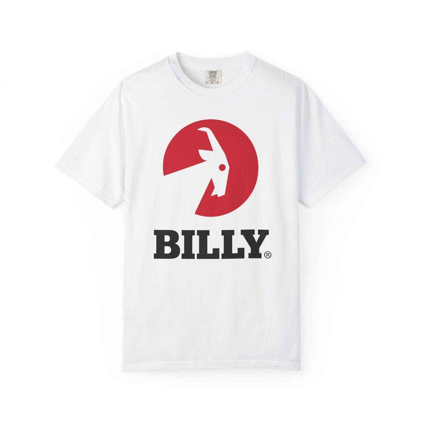 BILLY Unisex Garment-Dyed T-Shirt (Black/Red Vertical Logo)
