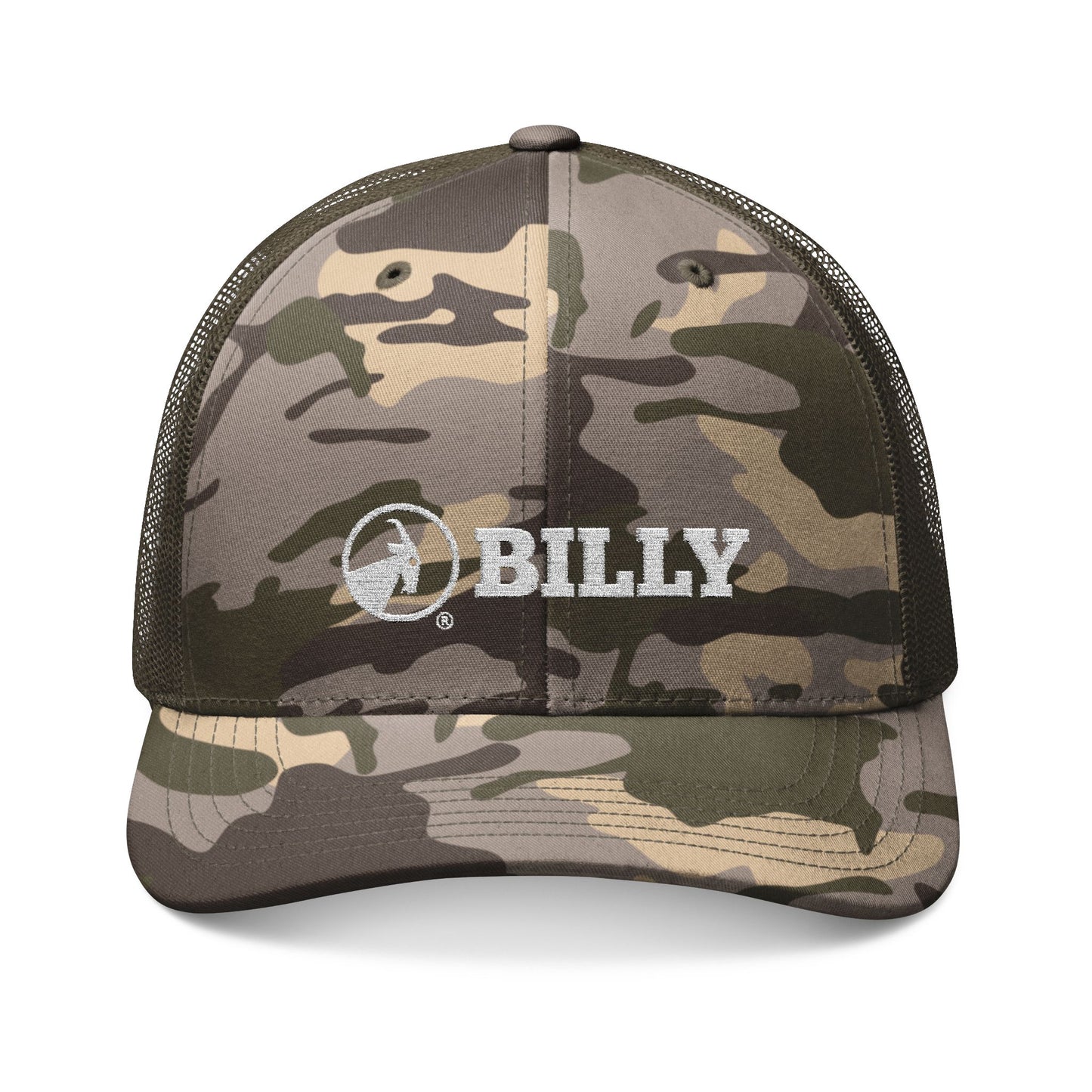 BILLY Camouflage Trucker Hat (White Horizontal Logo - Embroidery)