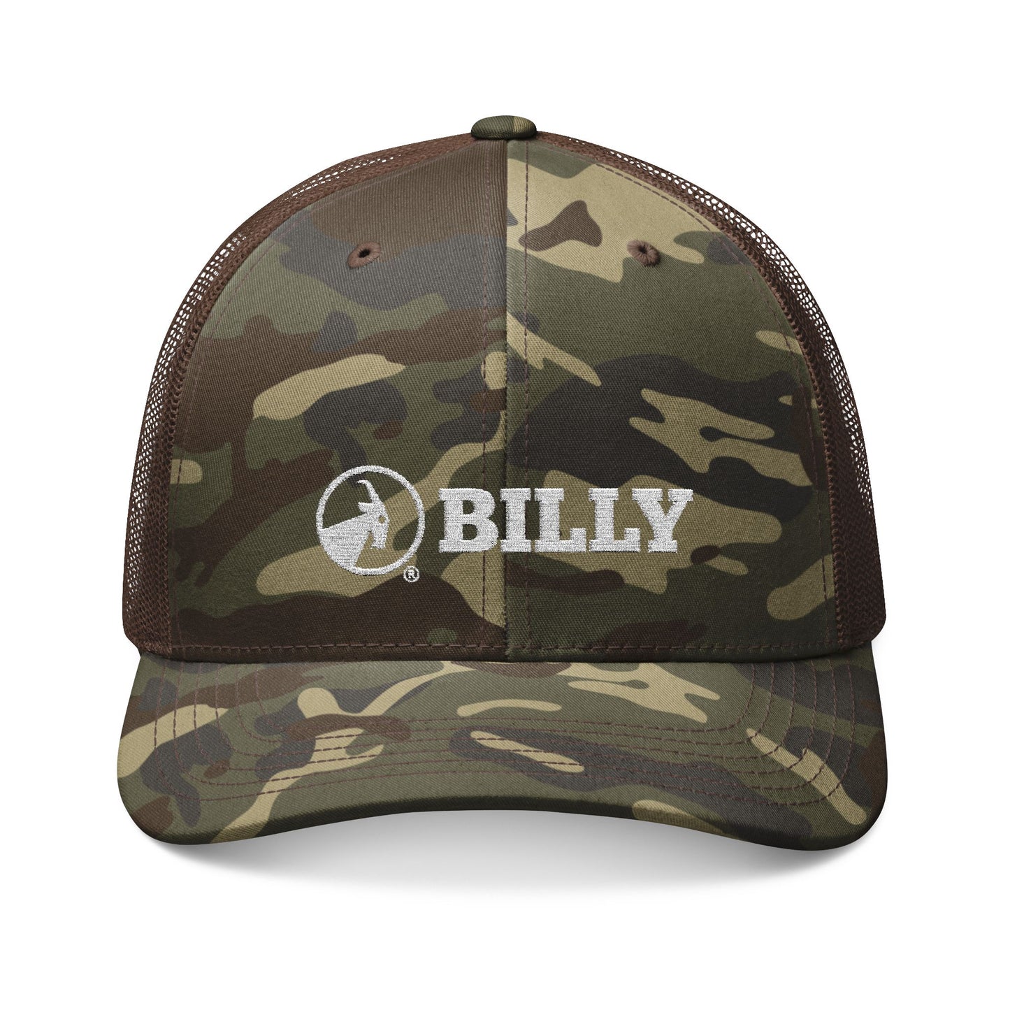 BILLY Camouflage Trucker Hat (White Horizontal Logo - Embroidery)