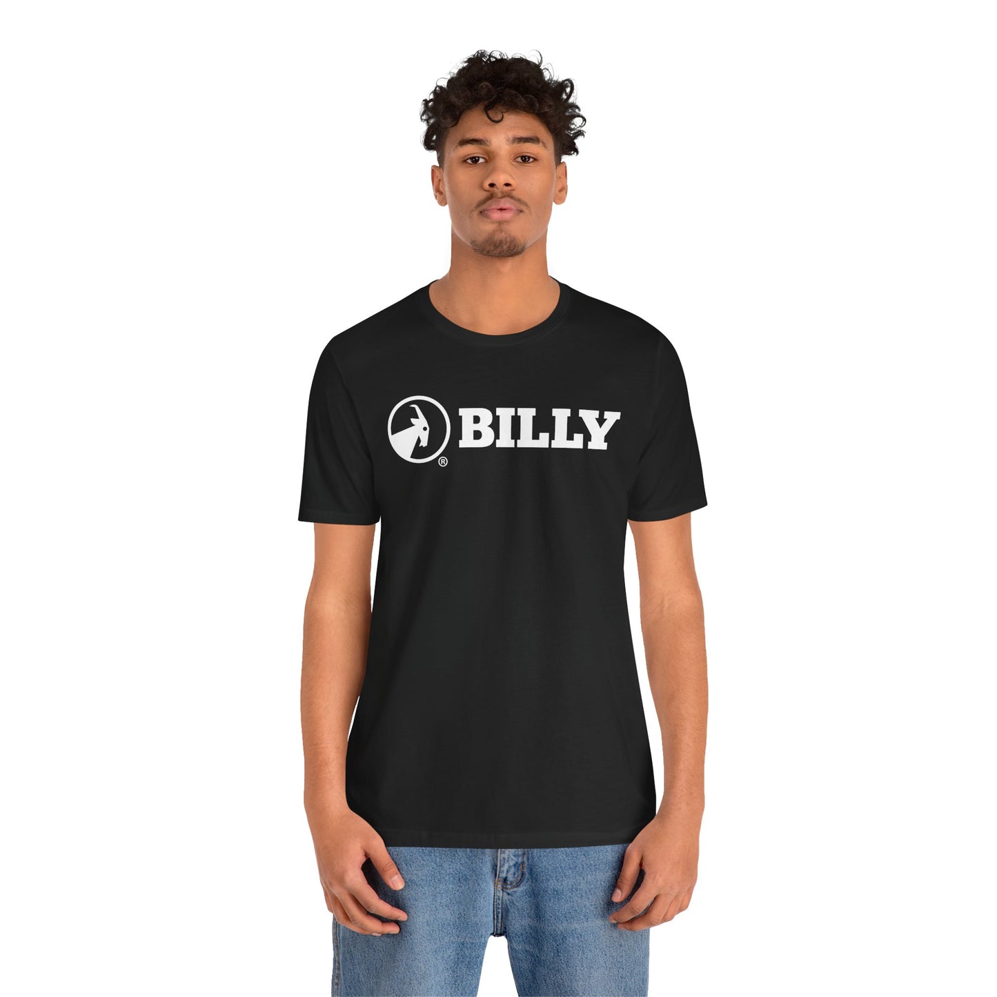 BILLY Adult Unisex Jersey Short Sleeve Tee (White Horizontal Logo)