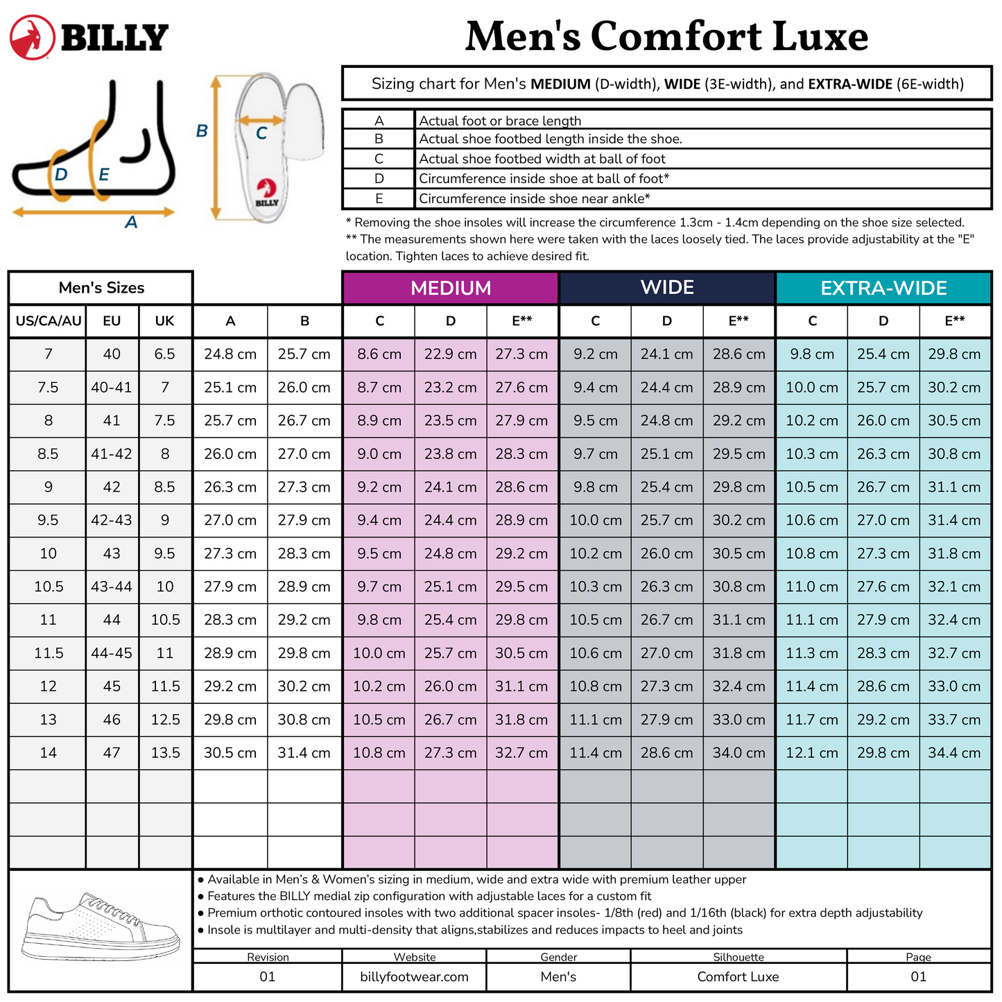 Men's Black Leather BILLY Comfort Luxe