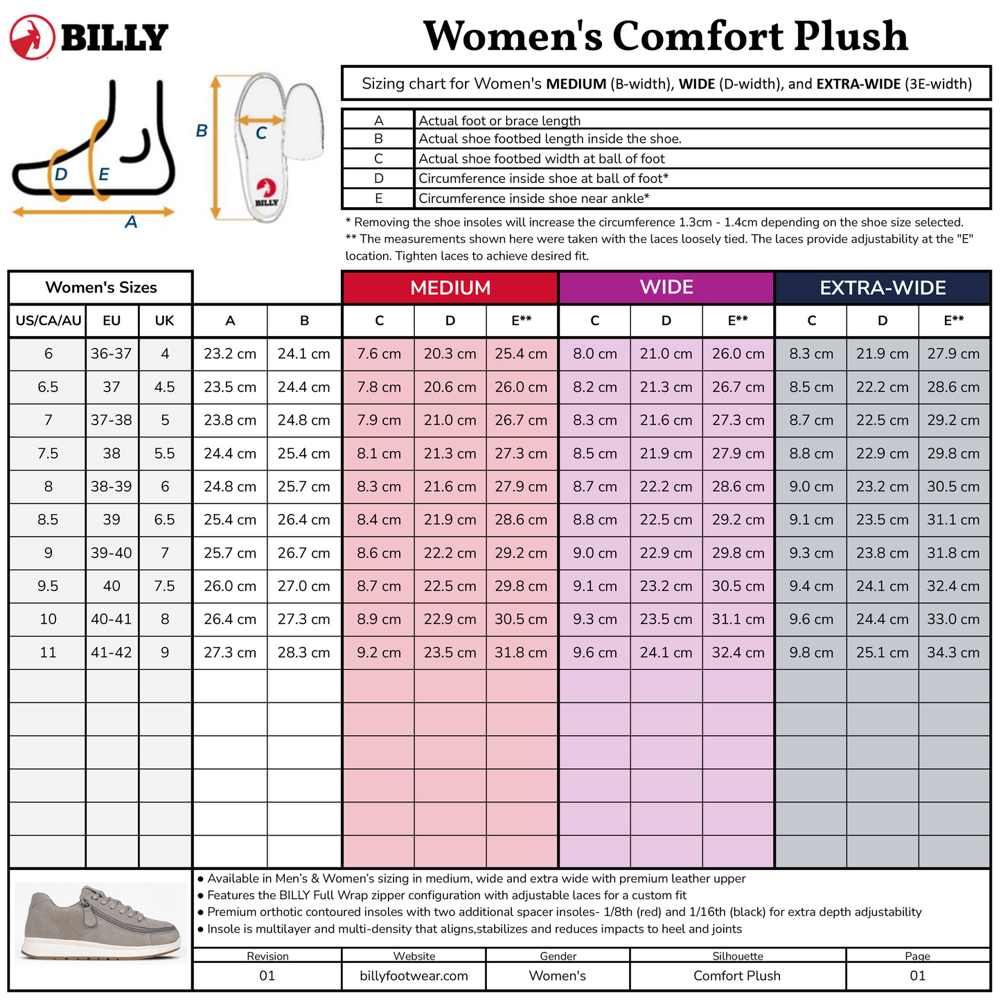 Women's Black Leather BILLY Comfort Plush