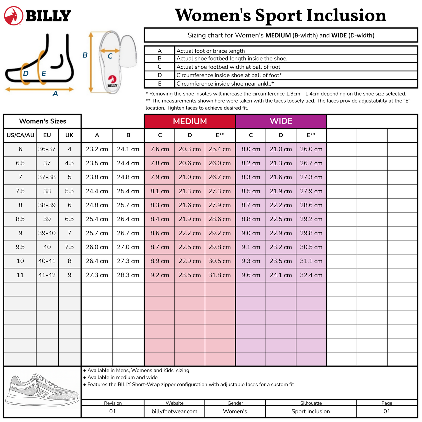 SALE - Women's Black/Fuchsia Fire BILLY Sport Inclusion