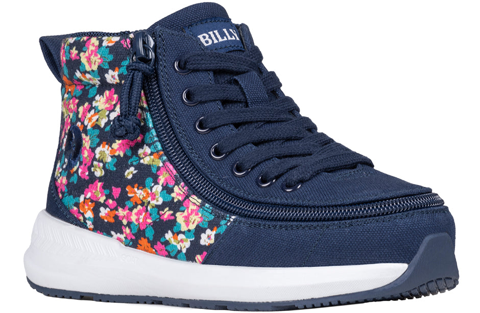 Navy Floral BILLY Goat Classic High Top AFO Friendly Shoes BILLY Footwear