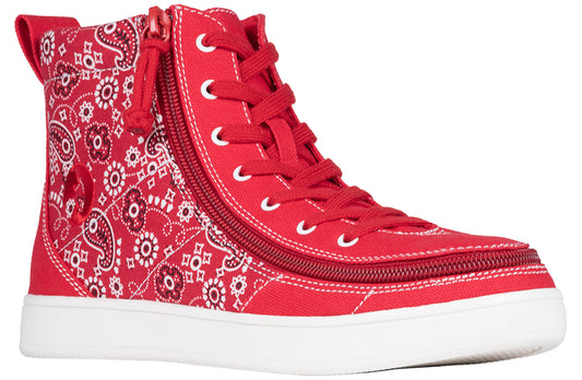 FINAL SALE - Women's Red Paisley BILLY Sneaker Classic High Tops