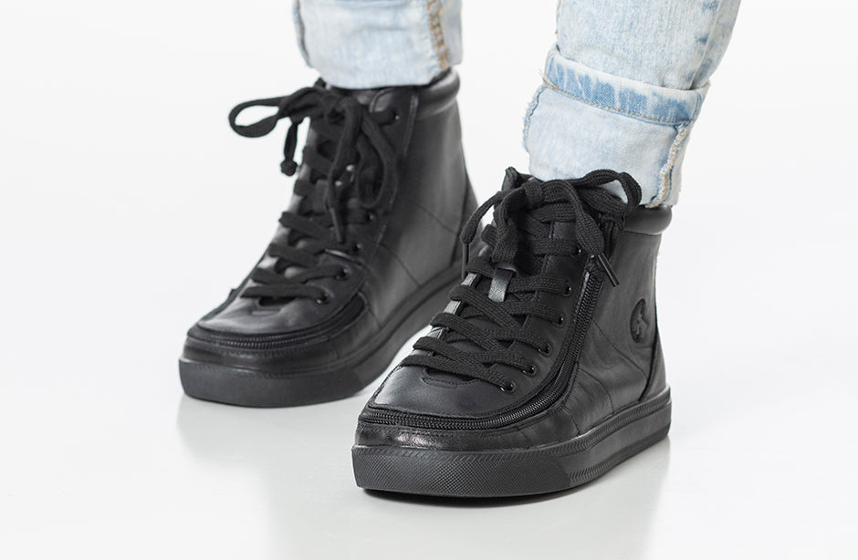 FINAL SALE - Black to the Floor Leather BILLY Classic Lace High Tops