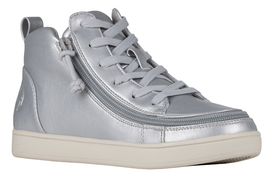 SALE - Women's Silver Grey Metallic BILLY Sneaker Lace Mid Tops