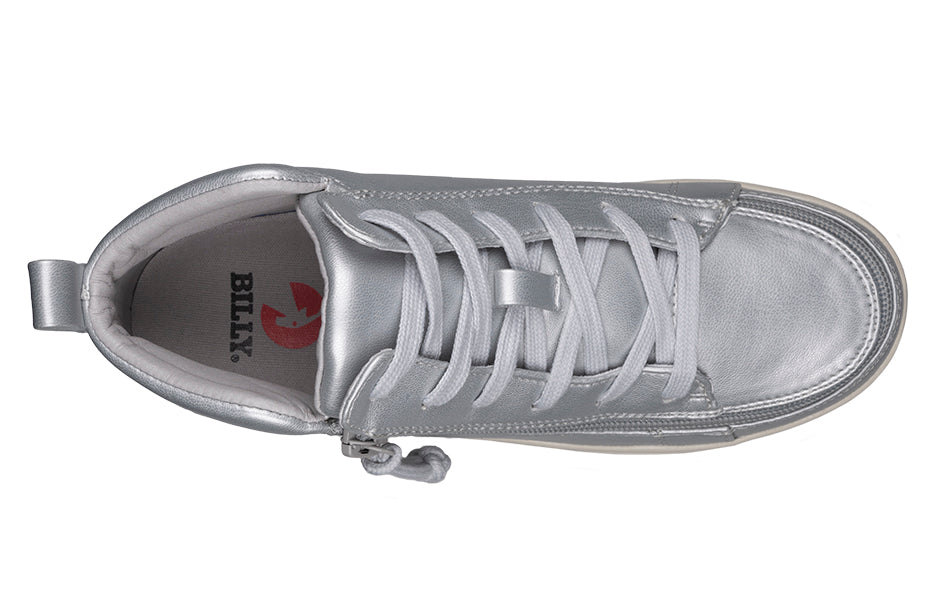 FINAL SALE - Women's Silver Grey Metallic BILLY Sneaker Lace Mid Tops