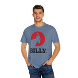BILLY Unisex Garment-Dyed T-Shirt (Black/Red Vertical Logo)