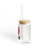 BILLY Sipper Glass, 16oz (Red/Black Vertical Logo)