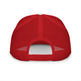 BILLY 5 Panel Flat Bill Trucker Cap (Red Goat - Embroidery) — AVAILABLE IN 13 COLORS