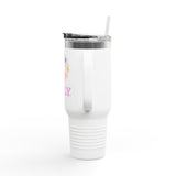 BILLY Insulated Travel Mug, 40oz (Floral Logo)