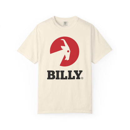 BILLY Unisex Garment-Dyed T-Shirt (Black/Red Vertical Logo)