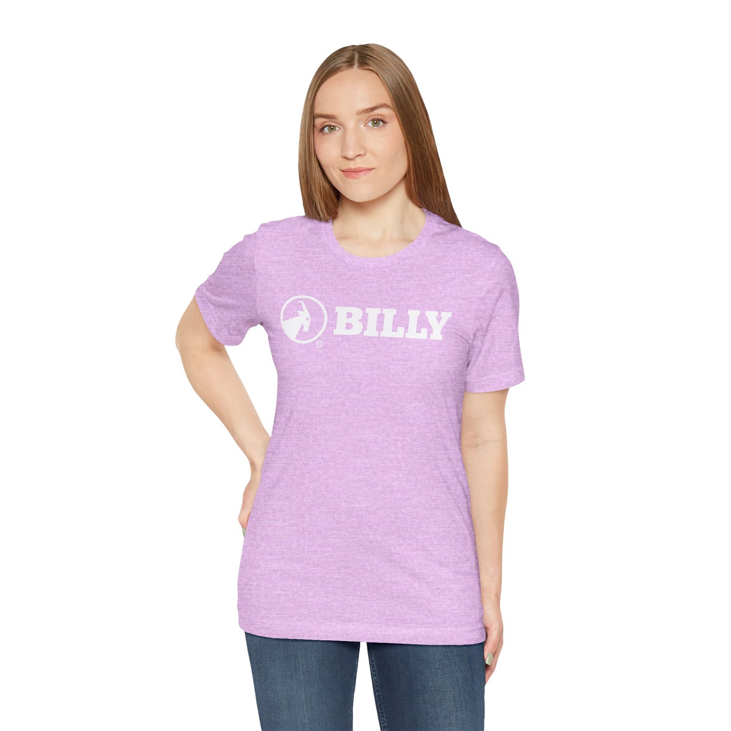 BILLY Adult Unisex Jersey Short Sleeve Tee (White Horizontal Logo)