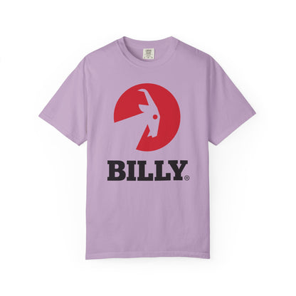 BILLY Unisex Garment-Dyed T-Shirt (Black/Red Vertical Logo)
