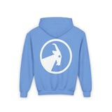 BILLY Core Youth Heavy Blend Hooded Sweatshirt (White Horizontal Logo)  — AVAILABLE IN 4 COLORS