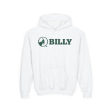 White hoodie with green 'BILLY' logo on a white background