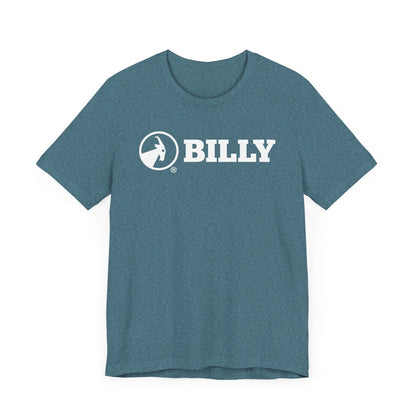 BILLY Adult Unisex Jersey Short Sleeve Tee (White Horizontal Logo)