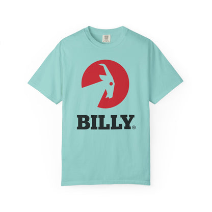 BILLY Unisex Garment-Dyed T-Shirt (Black/Red Vertical Logo)