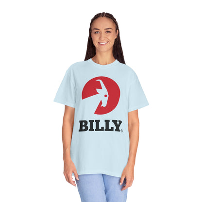 BILLY Unisex Garment-Dyed T-Shirt (Black/Red Vertical Logo)