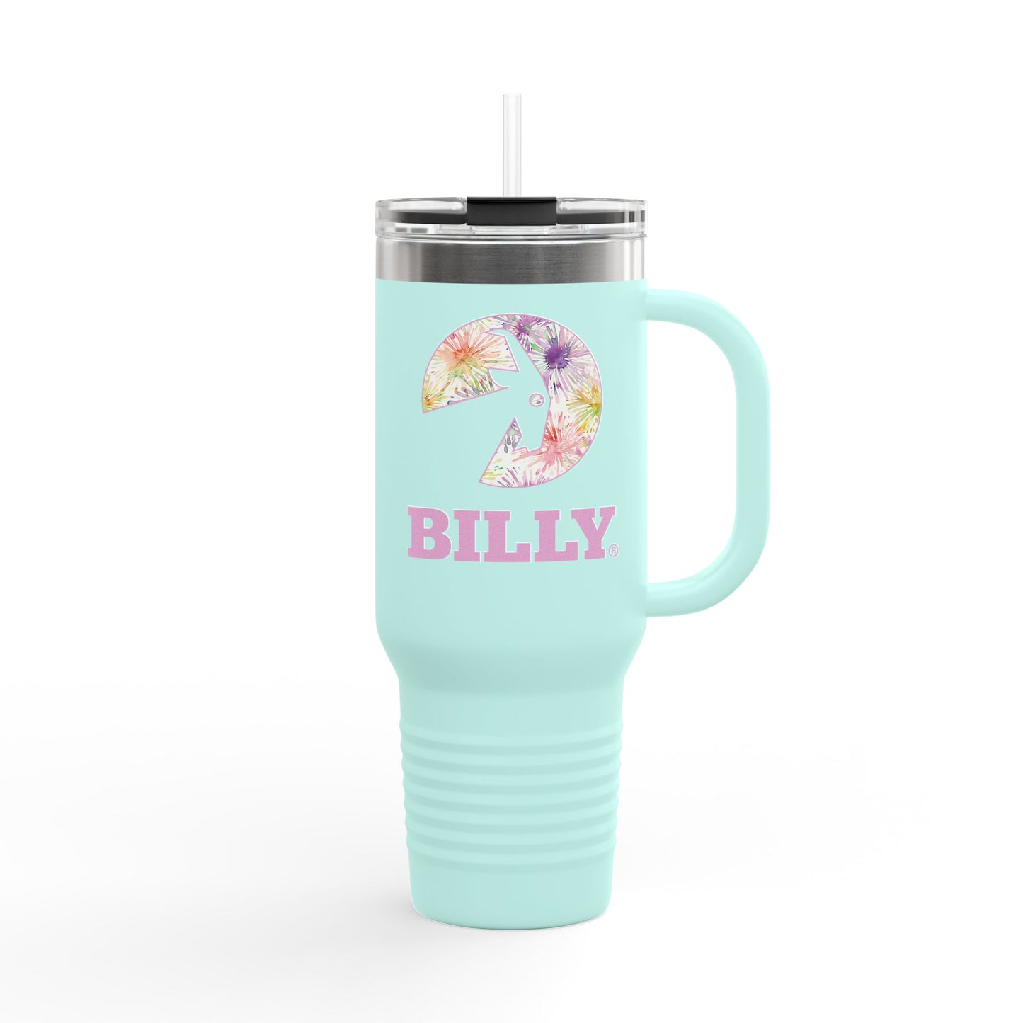 BILLY Insulated Travel Mug, 40oz (Floral Logo)