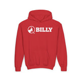 BILLY Core Youth Heavy Blend Hooded Sweatshirt (White Horizontal Logo)  — AVAILABLE IN 4 COLORS